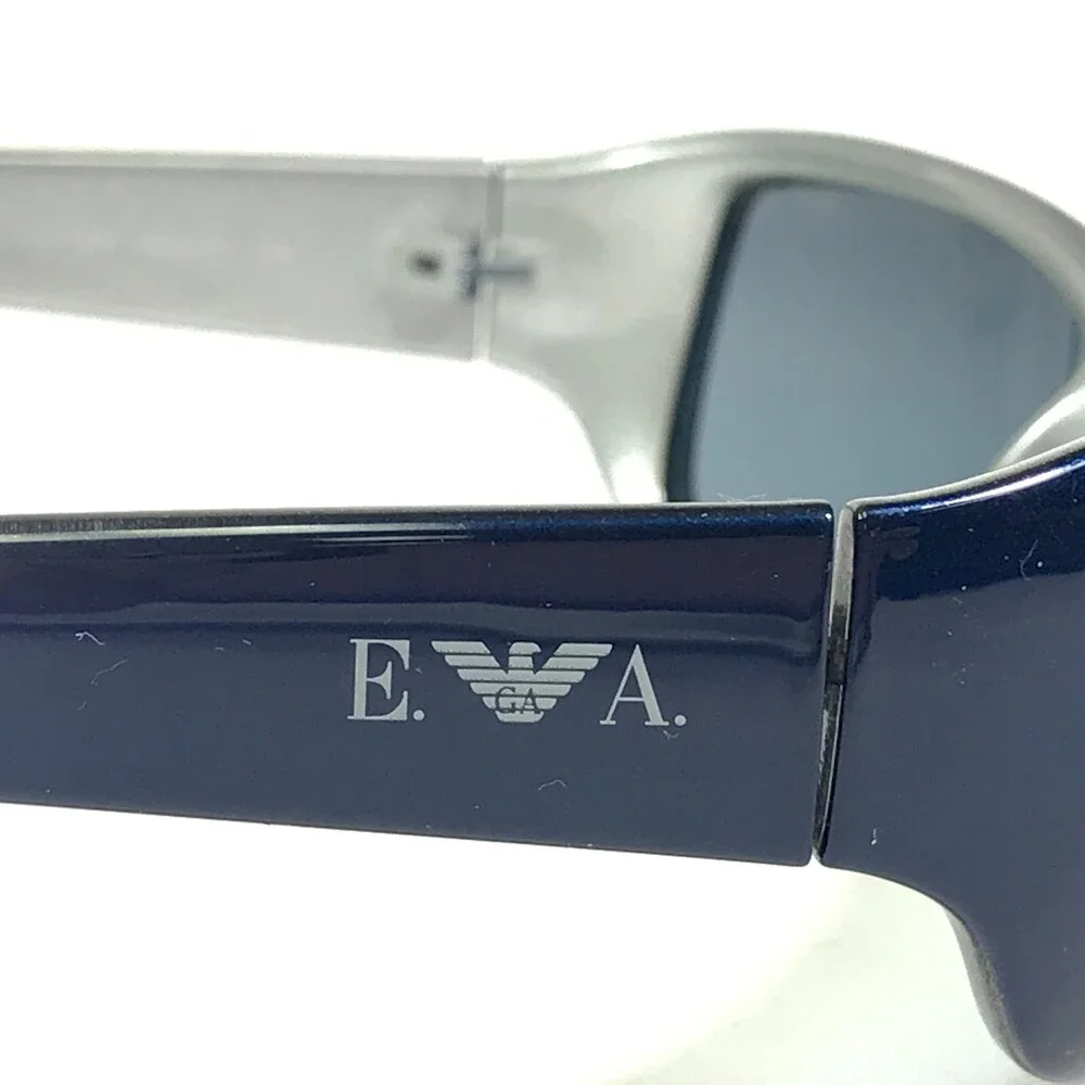 Emporio Armani Sunglasses 705-S 777/53 Blue Silver Rectangular with Blue Lenses